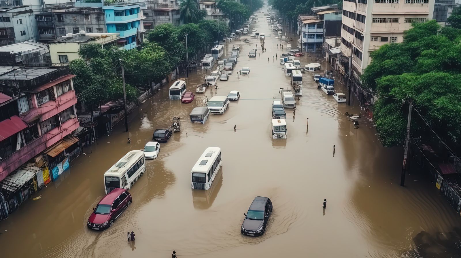 被洪水淹没的城市